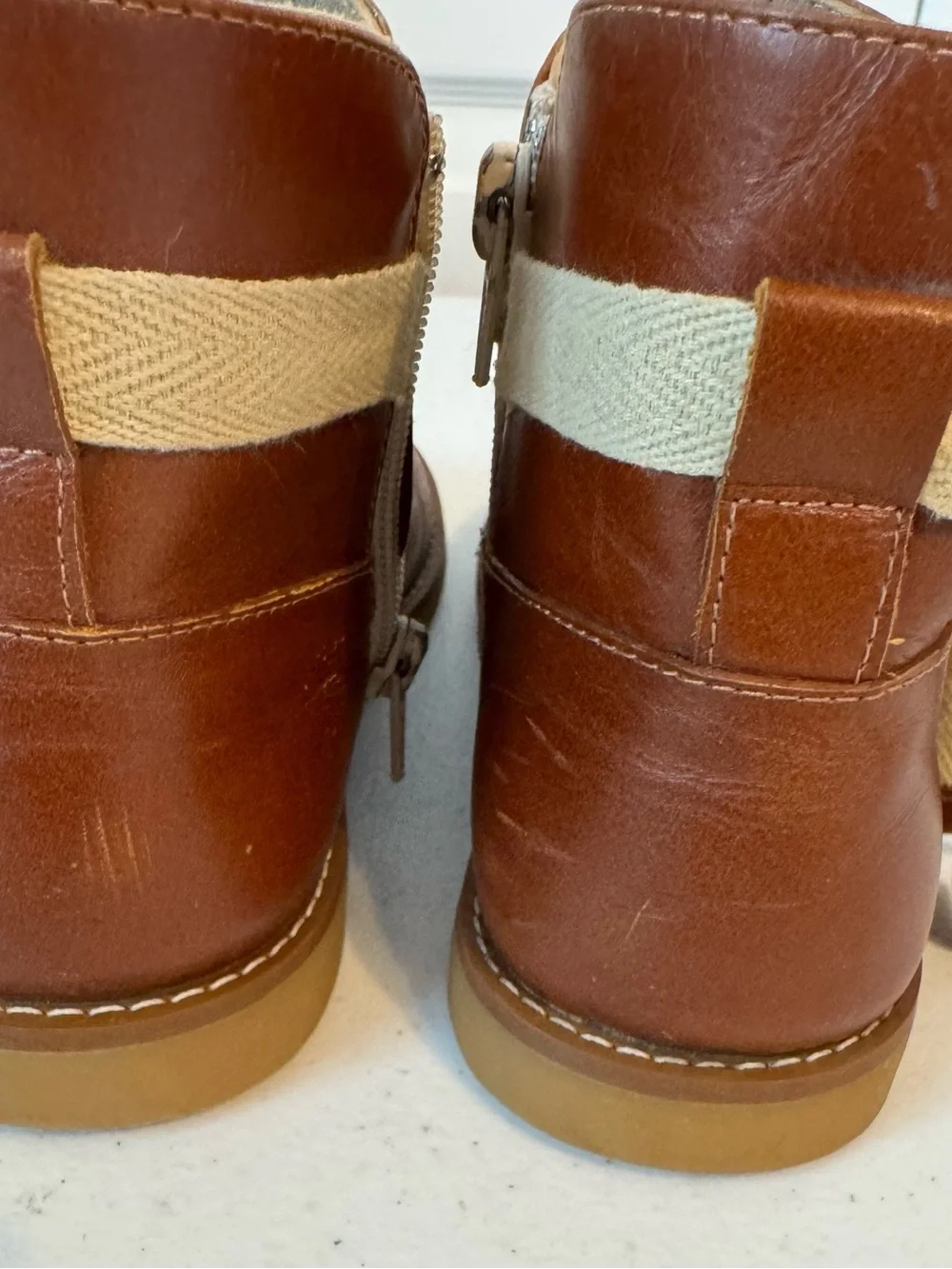Elephantito Brown Sunny Bow Leather Ankle Boots Size 1